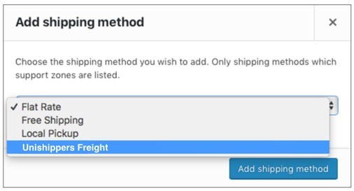 Unishippers-WooCommerce-Add-Shipping-Method