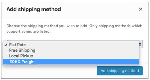 woocommerce echo shipping add method