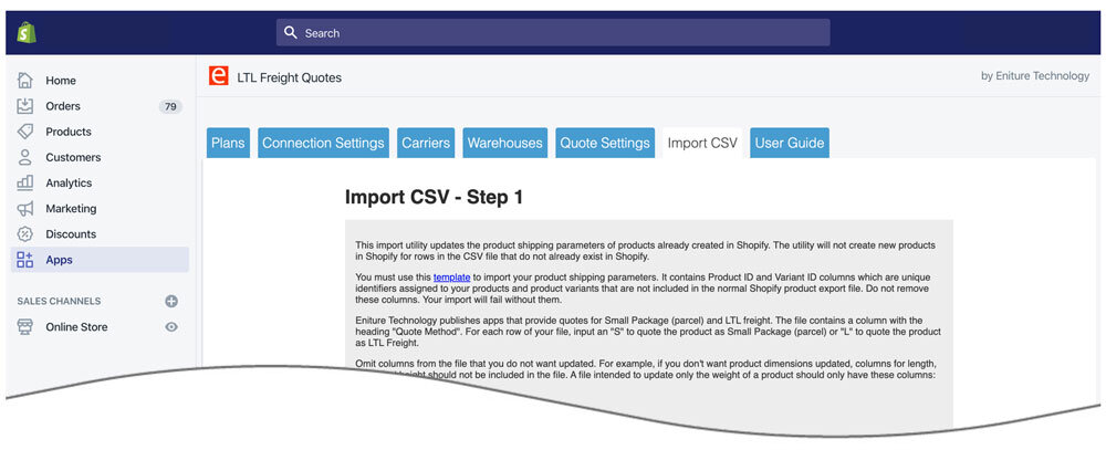 LTL Freight Qutoes For Shopify Import CSV Utility