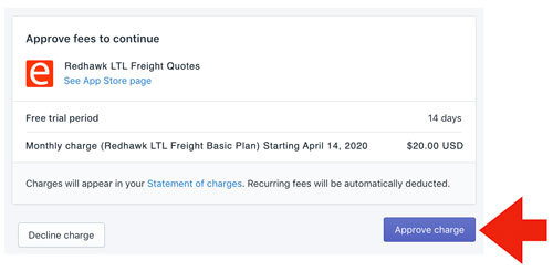 Redhawk Logistics LTL Freight Quotes App For Shopify Install Step 5