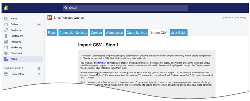 Small Package Quotes Import CSV Utility