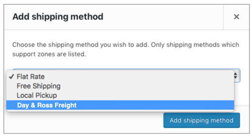 Day & Ross Woocommerce Choose Shipping Method