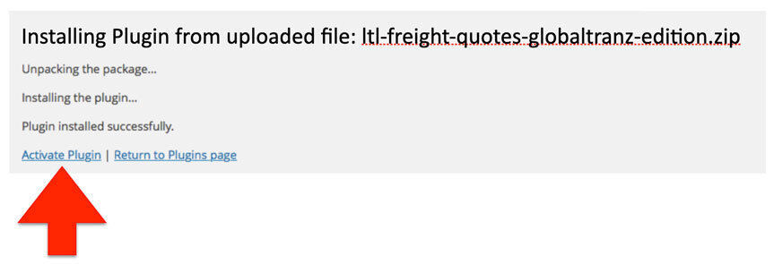 Activate GlobalTranz LTL Freight Quotes Plugin for Woocommerce