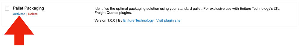 Activate Woocommerce Pallet Packing plugin