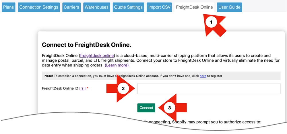 Connect FreightDesk Online to Shopify