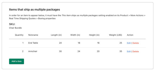 Items Ship As Multiple Packages Settings