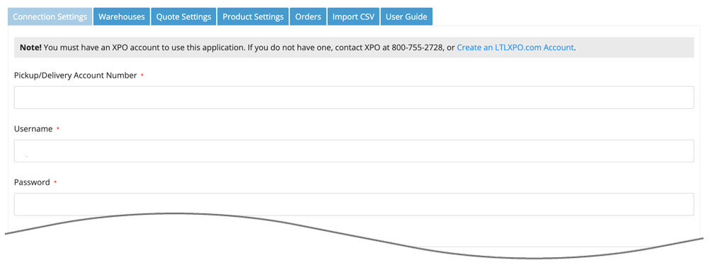 BigCommerce XPO Connection Settings