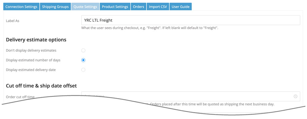 BigCommerce YRC Freight Quote Settings