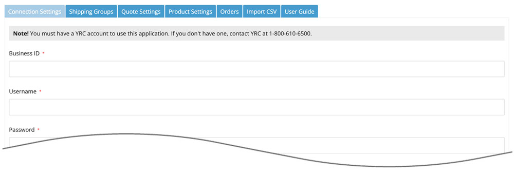 BigCommerce YRC Freight Connection Settings