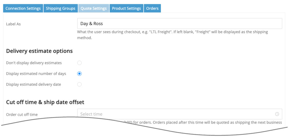 Real-time Shipping Quotes for BigCommerce Day & Ross Quote Setting