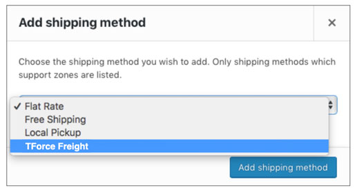 Add TForce Freight to WooCommerce Shipping Zone