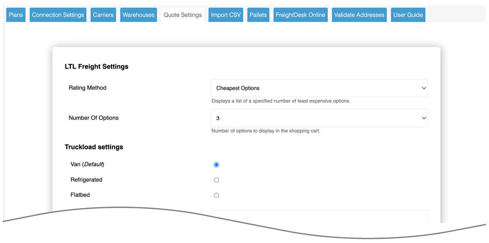 CH Robinson for Shopify Quote Settings