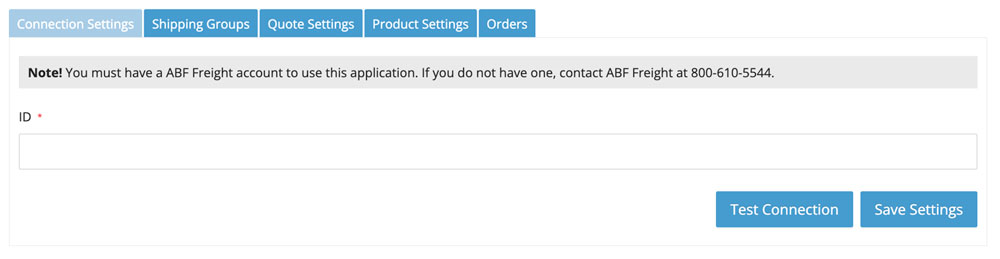 BigCommerce ABF Freight Connection Settings