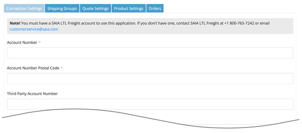 BigCommerce SAIA LTL Freight Connection Settings