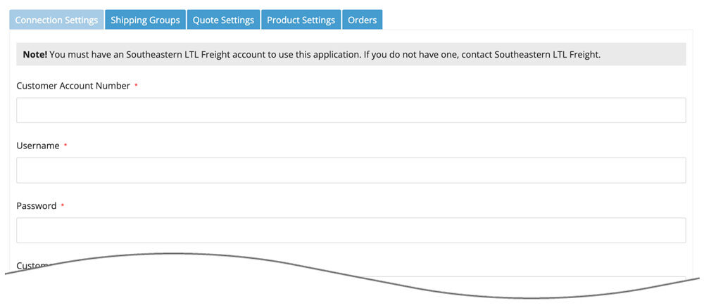 BigCommerce Southeastern Freight Lines Connection Settings