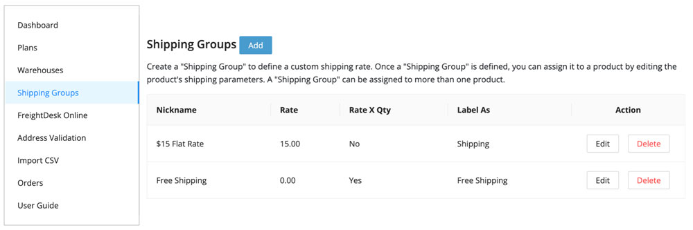 BigCommerce Real-time Shipping Quotes Shipping Groups