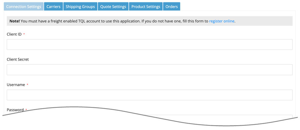 BigCommerce TQL Connection Settings