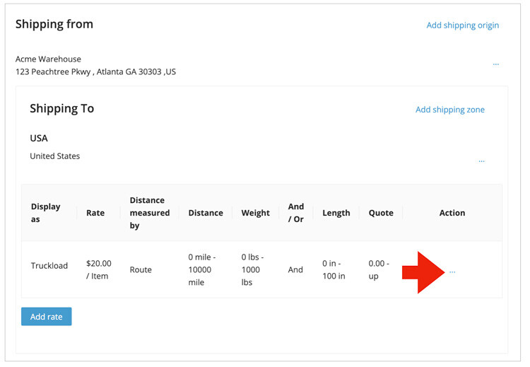 BigCommerce Real Time Shipping Rates Distance Based Shipping Calculator Edit Rate