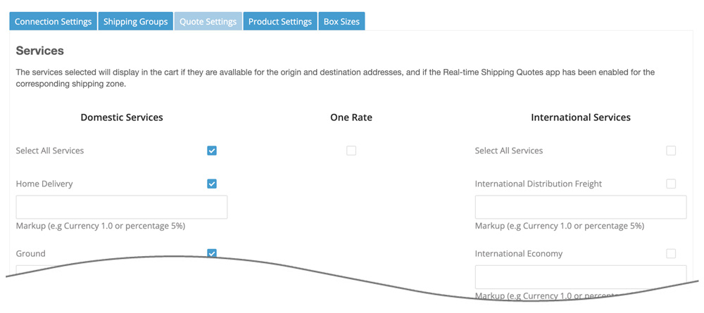 Real-time Shipping Quotes for BigCommerce FedEx Parcel Settings