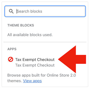 Tax Exempt Checkout for Shopify Add App Block
