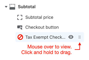 Tax Exempt Checkout for Shopify App Block Move Control