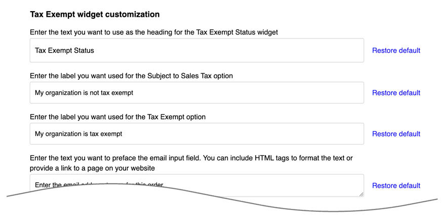 Tax Exempt Checkout for Shopify Vintage Theme Settings