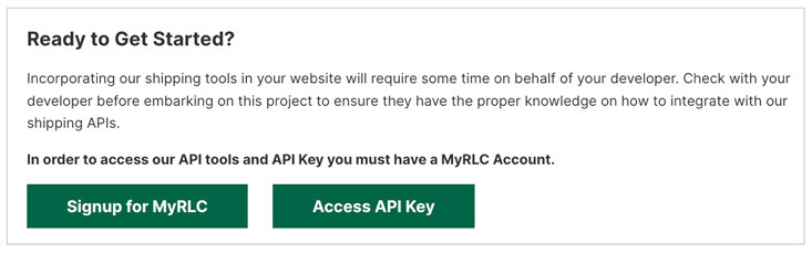 R+L Carriers Get API Access Key