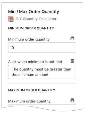 Min/Max Order Quantity App Block for Shopify Static Settings