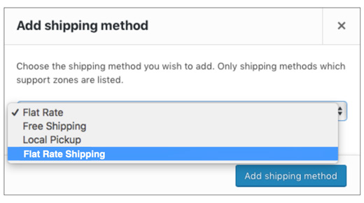 Add Flat Rate Shipping for WooCommerce to shipping zone
