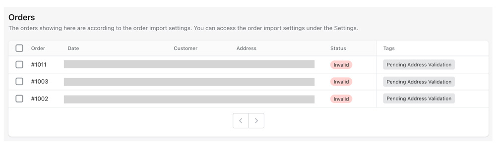 Validate Addresses app for Shopify Orders page