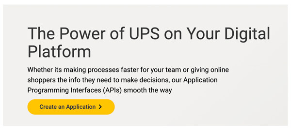 Add Application set from the UPS Developer Portal