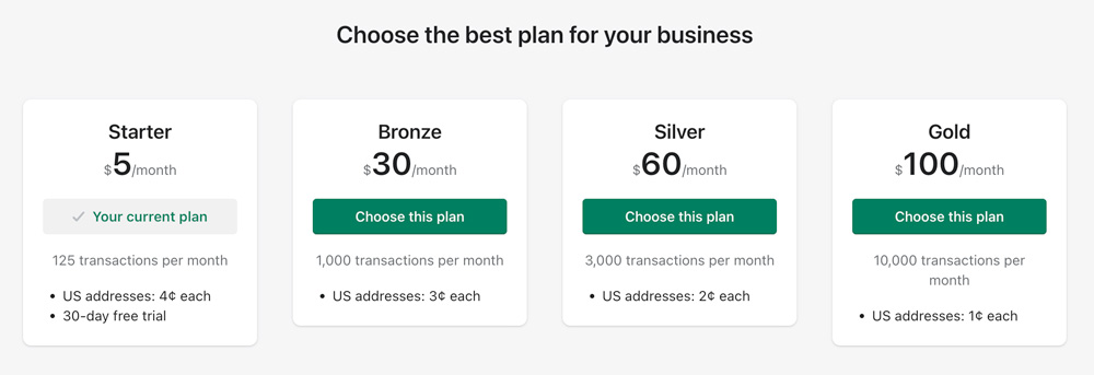 Validate Addresses for Shopify subscription plans
