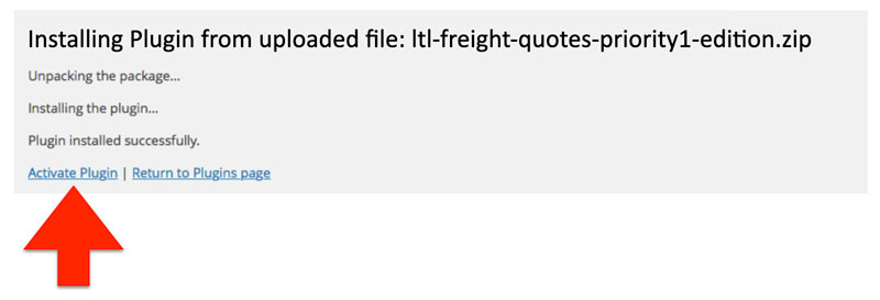 Activate Priority1 LTL Freight Quotes plugin for WooCommerce during installation process