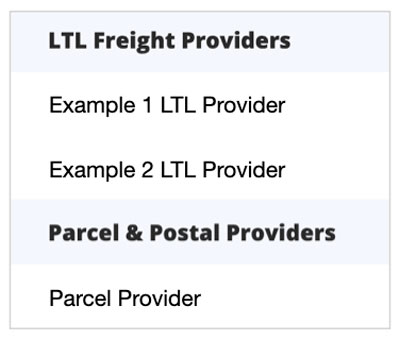 Enabled shipping providers in the Real-time Shipping Quotes app for BigCommerce