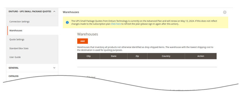 UPS Small Package Quotes for Magento Warehouse Settings