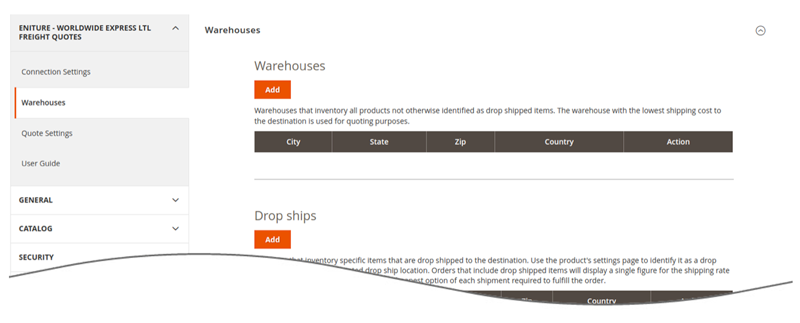 Worldwide Express LTL Freight Quotes for Magento Warehouse Settings