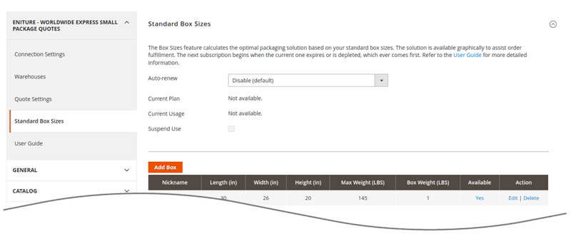 UPS Small Package Quotes for Magento Standard Box Sizes Settings