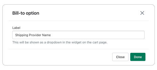 Shipping Account Capture for Shopify Bill-To Shipping Provider Name