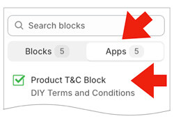 Terms & Conditions for Shopify app - Add apps block