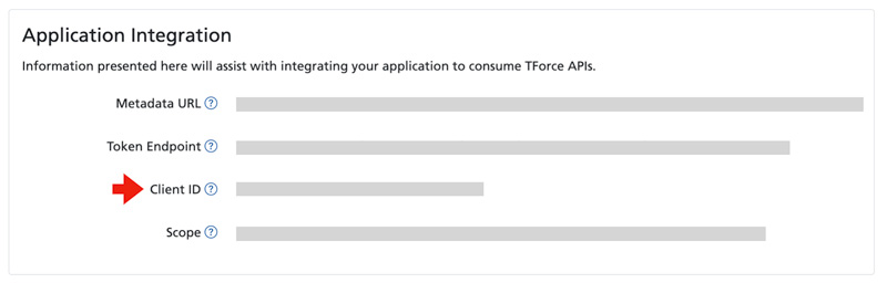 TForce Application Integration Client ID