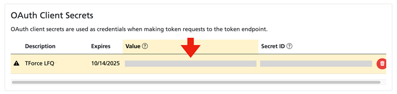 TForce OAuth Client Secret