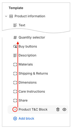 Terms & Conditions for Shopify app - Move app block to preferred position