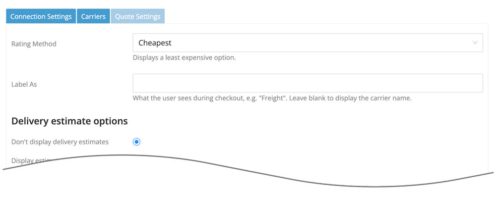 Unishippers freight quote settings for the Real-time Shipping Quotes app for BigCommerce