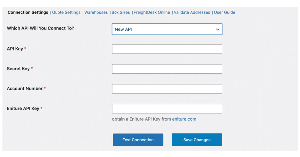 FedEx plugin for WooCommerce - Connection Settings