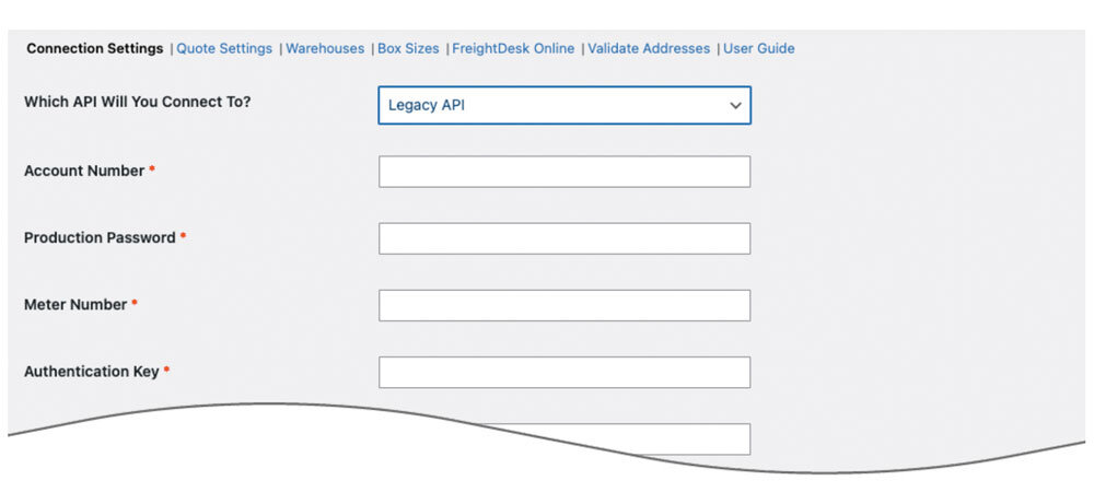 FedEx plugin for WooCommerce - Legacy Connection Settings