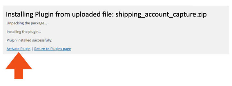 Shipping Account Capture Plugin for WooCommerce - Activate Plugin