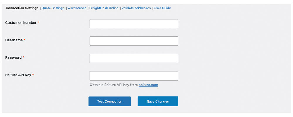 Estes plugin for WooCommerce Connection Settings
