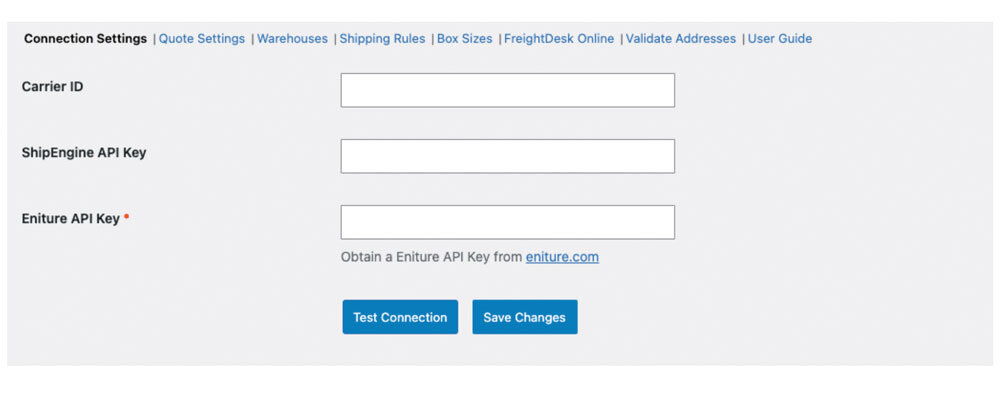 ShipEngine plugin for WooCommerce - Connection Settings