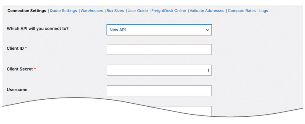 Worldwide Express parcel quotes for WooCommerce - Connection Settings