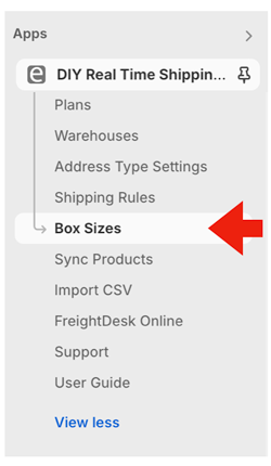Real Time Shipping Quotes for Shopify Box Sizes Feature
